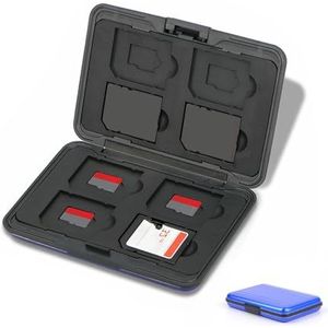 Jaimela Waterdichte beschermhoes voor 8 SD- en 8 TF-kaarten, draagtas, SD-kaarthouder, box voor Micro-SD, SDXC, SDHC, blauw