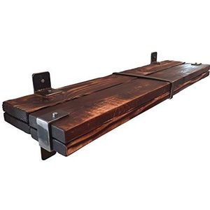 CHYRKA® Wandplank (100 cm H=30 cm, natuurlijke kleur) LEMBERG hangende plank muur houten plank natuurlijke houten basis massief metaal handgemaakt