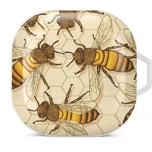 Honey Bees Earbuds Case Compatibel met Samsung Hard Shell Beschermhoes Wit-Stijl