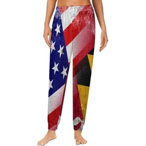 Vintage USA En Maryland State Flag Dames Pyjama Lounge Broek Elastische Tailleband Nachtkleding Ondergoed Print