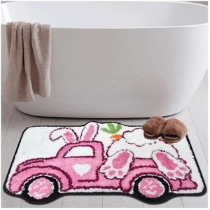 16x24 inch polyester badkamertapijt in blauw en roze - antislip badmat voor badkamerdecoratie - huishoudelijke benodigdheden