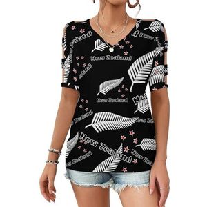 Nieuw-Zeeland Maori Fern dames casual top korte mouw T-shirt off shoulder tops vakantie t-shirt zomer blouses