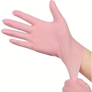 20/50/100 stuks roze nitril handschoenen wegwerppoeder latexvrij keuken vrouwen schoonheidssalon koken tatoeage haarverf(Pink 100PCS,XS)