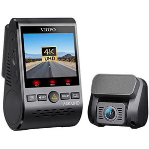 VIOFO A129 Pro Duo 4K + 1080P WiFi 5GHz dashcam auto, GPS-module ingebouwd, dubbele lens voor achter autocamera, bufferfunctie 24 uur parkeerbewaking dashcam, nachtzicht, G-sensor, WDR, loopopname