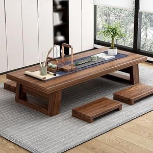 Vintage theetafel lage tafel om op het vloeraccent te zitten, rechthoekige Tatami-tafel met 4 zitplaatsen, meubelen thuis slaapkamer lage tafel kleine tafel, Japanse vloertafel (Size : 140cm/55.1in)