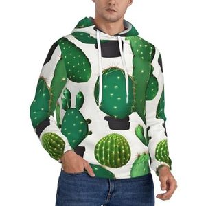 WOmeng Groene Cactus Print Mannen Mode Hoodie Pullover Casual Wear Voor Gift Voor Papa Man Vriend, Zwart, XS