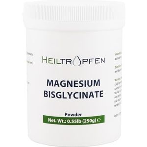 Magnesiumglycinaat als magnesiumbisglycinaat | 0,55 pond - 250 g | Wateroplosbaar kristalpoeder | Heiltropfen®