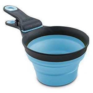 Dexas Popware voor huisdieren Opvouwbare KlipScoop, 1 Cup Capaciteit, Grijs/Blauw