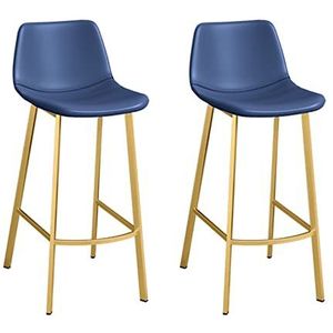 Barkruk barkruk barkrukken set van 2 kunstleren stijlvolle ontbijt barstoelen met rugleuning en gouden metalen poten, toonbank krukken voor pub, bar, restaurant of thuis