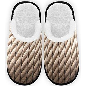 Nautical Touw voor dames en heren, pluche voering, comfort, warm koraal fleece huisschoenen voor binnen en buiten spa