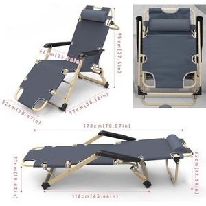 CHCHC Vouwbare Zero Gravity Chairs, Tuinen Camping Office Rugleunstoel met Afneembaar Hoofdkussen Draagbaar Liggende Stoel Fauteuils(Blue)