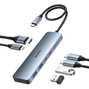 BENFEI USB C HUB 6-in-1 met HDMI (4K@60Hz), 100W Power Delivery, 10Gbps 2*USB-A en 2*USB-C, Siliconen Kabel, Aluminium Hoesje Compatibel met iPhone 15 Pro/Max, MacBook, iPad Pro, iMac, S23, XPS17