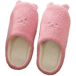 MdybF Slippers Winter Cute Bear Slippers Home Cotton Slippers Couple Warm Slippers-Red-38-39