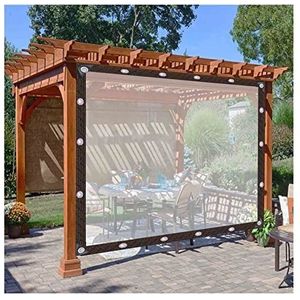 WBBML Buitengordijnen PVC-zijpanelen met doorvoertules Waterdichte overkapping Voor Tuin, Patio, Portiek, aanpasbaar (Color : Clear, Size : 2.5x4m)