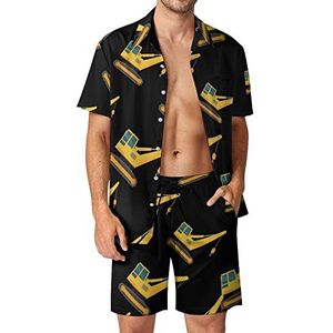Caterpillar Crane Hawaiiaanse bijpassende set 2-delige outfits button-down shirts en shorts voor strandvakantie