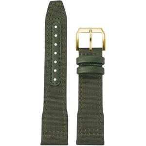 For IWC Nylon Horlogeband for Grote Piloot for Kleine Prins for Mark 18 Nylon Canvas Koeienhuid Heren Horlogeband 20 21 22mm Groene Armband (Color : Army Green gold pin, Size : 21mm)