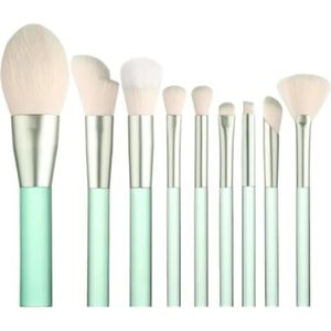 Multifunctionele Make-upborstel Make-up Kwastenset 9 Stuks For Foundation, Concealer, Oogschaduw, Blush Kwastenset Oogmake-up Kwasten voor Dames(Grün)
