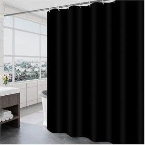 GSJNHY Douchegordijn badkamer gordijnen verdikt polyester doek effen kleur douchegordijn waterdicht 4 effen kleuren (kleur: zwart, maat: B 150 cm x H 200 cm)