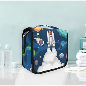Hangende opvouwbare toilettas cartoon blauwe raket ster make-up reisorganisator tassen tas voor vrouwen meisjes badkamer
