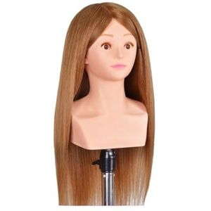 Trainingshoofd Mannequin met Schouder 24'' 80% Echt Haar Kapsels Kapper Oefenhoofd Vlechthoofd(80Real Hair Gold)