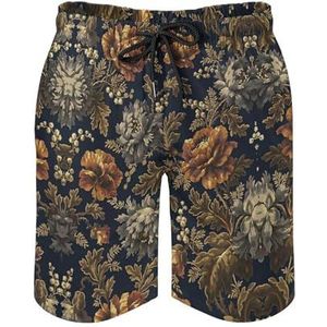 Sneldrogende broek in tropische stijl, licht zacht en ademend heren Hawaii shorts, elastische korte broek met trekkoord, Kleur 5, L