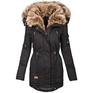 Navahoo B380 Warme winterjas voor dames, parka, lange mantel, winterjas, bontkraag