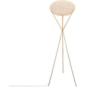 LEDKIA LIGHTING - Ronax Staande Lamp | Uniek & Elegant Design | E27 Fitting voor Flexibele Verlichting | Geschikt voor Diverse Ruimtes | 166x44 cm, Natuurlijk, Gevlochten Papier & Bamboe