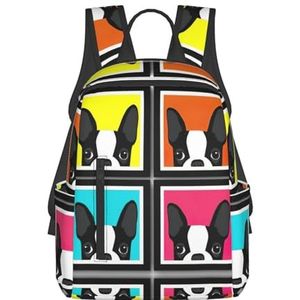 EdWal Grappige Kikkers Print Lichtgewicht Mode Casual Rugzak College Bag, Voor Outdoor Reizen Zakelijk Werk, Kleurrijke Franse Bulldog, Eén maat
