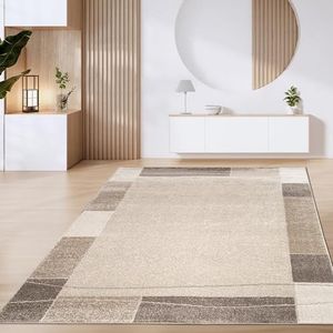 Paco Home Vloerkleed Woonkamer Laagpolig Vintage Geometrisch Modern Patroon Bruin Beige, Maat:200x280 cm, Kleur:Bruin 3