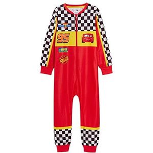 Disney Cars Onesie voor Jongens Racing Auto Driver Dress Up All In One Kids Lightning McQueen Fleece Slaappak Pjs, Rood, 7-8 jaar