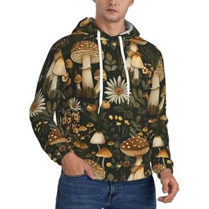 LFKVYZLC Grafische hoodies met paddenstoelenbloemen voor heren sweatshirt met capuchon en zakken, Meerkleurig, 4XL