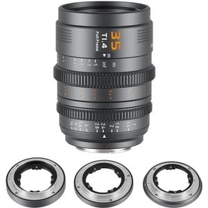 SIRUI VP-1 Vision Prime 1 T1.4 Full Frame Cine Lens, 35mm Manual Focus Cinema Lens with Pre-Installed E Mount, Interchangeable RF/Z/L Mounts (Metal Gray)