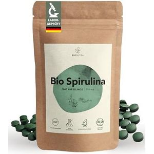 BIONUTRA® Spirulina Tabletten Bio – 1000 x 250 mg, residugecontroleerd, EU-biologisch gecertificeerd, vegan, glutenvrij & lactosevrij, zonder toevoegingen, bio spirulina supplement
