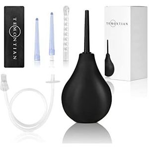 TEMONTIAN 215,5 g siliconen klysma-set voor dames en heren met 50 cm slang + 4 verwisselbare sproeiers