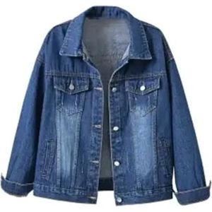 Pegsmio Denim jas dames lente herfst losse top basic jeans jassen losse bovenkleding, Donkerblauw, M