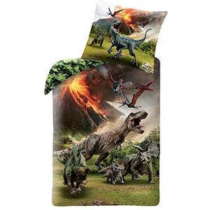 MTOnlinehandel - Jurassic World Beddengoed - Dinosaurus - 100% Katoen - Inhoud: 1 x Kussensloop en 1 x Dekbedovertrek