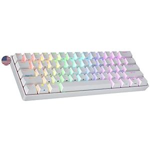 Ranked S60 Supernova 60% | Heet Verwisselbaar Mechanisch Gamingtoetsenbord | 61 Toetsen Multi Color RGB LED Backlit voor PC/Mac | QWERTY Amerikaanse (Wit, Gateron Optical Brown)