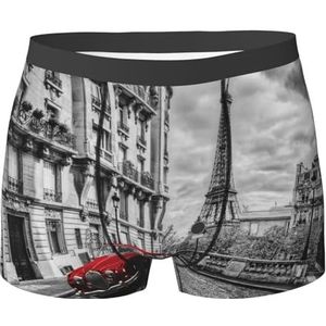 ZJYAGZX City Street rode auto print heren boxer slips Trunks ondergoed vochtafvoerend herenondergoed ademend, Zwart, XL