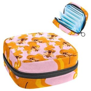 Opbergtas voor maandverband, maandverband, menstruatiecup zakje, menstruatiezakorganizer voor vrouwelijke pads, tampons, bij op zoete honing