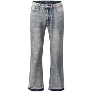 High Street inkt gewassen gescheurde en uitlopende jeans (lichtblauw, M)