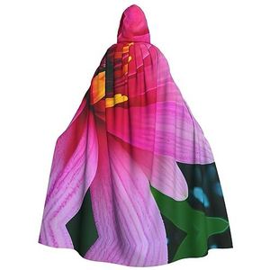 Bxzpzplj Hawaii bloemenprint mystieke mantel met capuchon voor mannen en vrouwen, Halloween, cosplay en carnaval, 185 cm