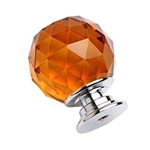 Glazen Lade Knoppen, 1PCS 30mm kleuren kristallen bolvorm glazen knoppen kast trekt ladeknoppen meubels handvat hardware (kleur: rood) (kleur: unieke kleur) (Color : Orange, Size : 1pcs)