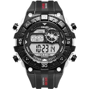 Heren sport digitale horloge, zakelijke waterdichte chronograaf mode polshorloge, outdoor multifunctionele polshorloge, met timer, alarm, led polshorloge voor mannen,Black and white