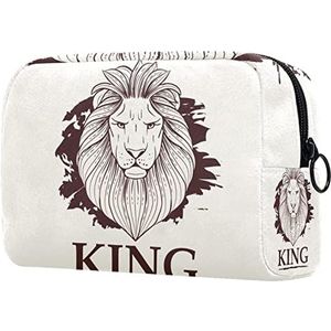 King Lion Print Reizen Cosmetische Tas voor Vrouwen en Meisjes, Kleine Make-up Tas Rits Pouch Toiletry Organizer, Meerkleurig, 18.5x7.5x13cm/7.3x3x5.1in, Modieus