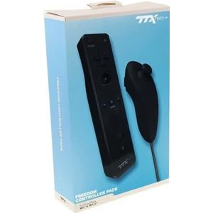 TTX Tech Wii/WiiU Draadloze Nunchuk en Vrijheid Afstandsbediening met Action Plus Bundle, Zwart