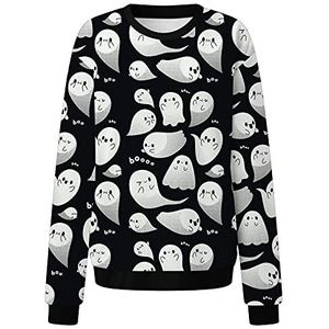 Dames Halloween pullover batik pullover casual bovenstuk basic sweatshirt ronde hals pullover tieners meisjes tuniek herfst pullover sweatshirt grappig bedrukte trui, zwart, Large,