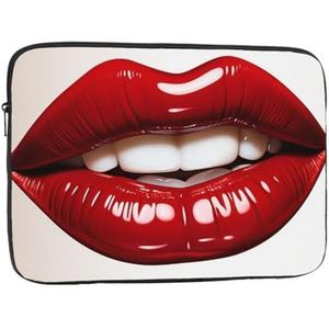 Leuke Grafische Rode Lippen Laptop Sleeve Bag voor Vrouwen, Schokbestendige Beschermende Laptop Case 10-17 inch, Lichtgewicht Computer Cover Bag, ipad case