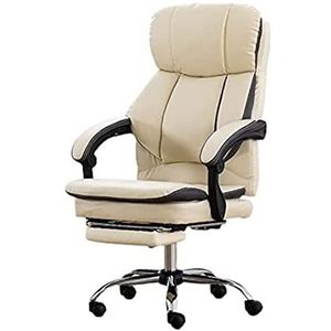 Bureaustoel Werkkruk Gaming Office Fauteuil Stoel Hoge Rugleuning Bureaustoel Executive Computer Draaistoel Lumbale Kussen Ergonomisch Met Voetsteun Managersstoel(Color:Off-white)