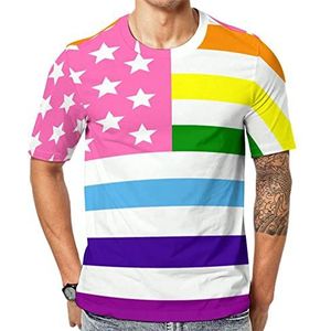 LGBT Gay Pride USA vlag heren korte mouw grafisch T-shirt ronde hals print casual tee tops 4XL