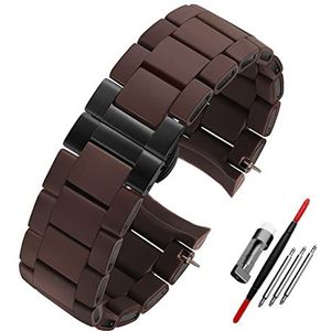 Siliconen rubberen horlogeband staal in rubber compatibel met AR5890 AR5889 AR5858 AR5920 AR5868 AR8023 Man 23mm Vrouw 20mm horlogeband armband (Color : Brown black buckle, Size : 20mm)